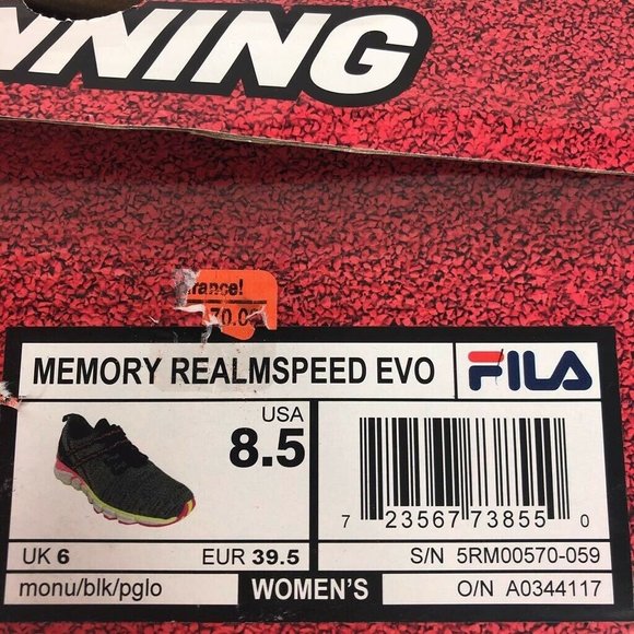 Fila Womens Memory Realmspeed Evo Running Shoes Gray Pink 5RM00570-059 8.5M New - Picture 10 of 11